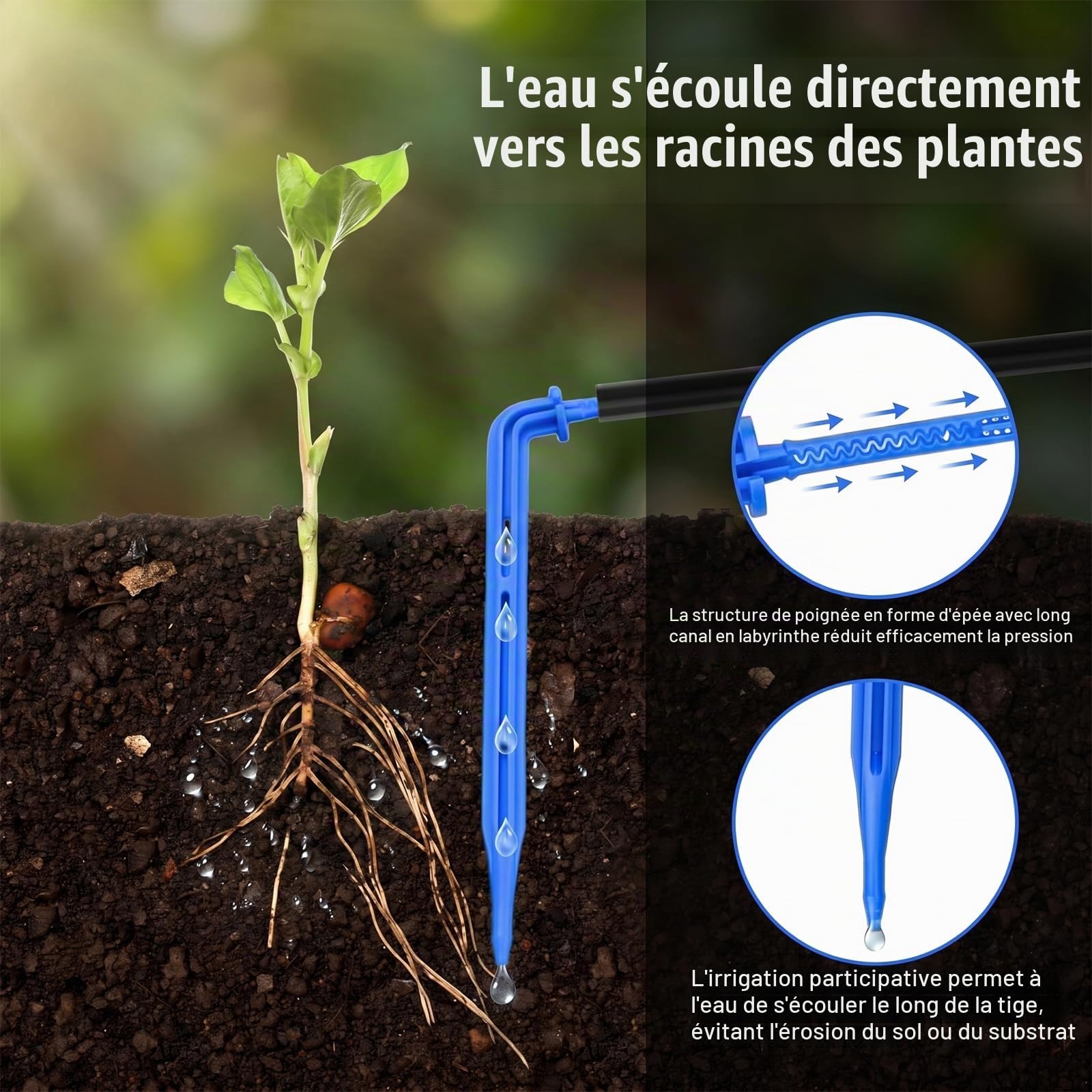 Tuyau Arrosage Goutte à Goutte 30m, Tuyau 3/5 Mm Avec 20 Goutteurs | Arrosage Automatique Avec 20 Connecteurs En T pour Jardin Extérieur, Balcon, Plantes en Pot et Serre