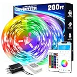 DAYBETTER LED Strip Lights 200 ft (2 Rolls of 100 ft), Smart App Control Lighting Bedroom Rome Decor with Remote, RGB Music Sync Color Changing LED Lights for Party