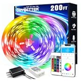 DAYBETTER LED Strip Lights 200 ft &lpar;2 Rolls of 100 ft&rpar;&comma; Smart App Control Lighting Bedroom Rome Decor with Remote&comma; RGB Music Sync Color Changing LED Lights for Party