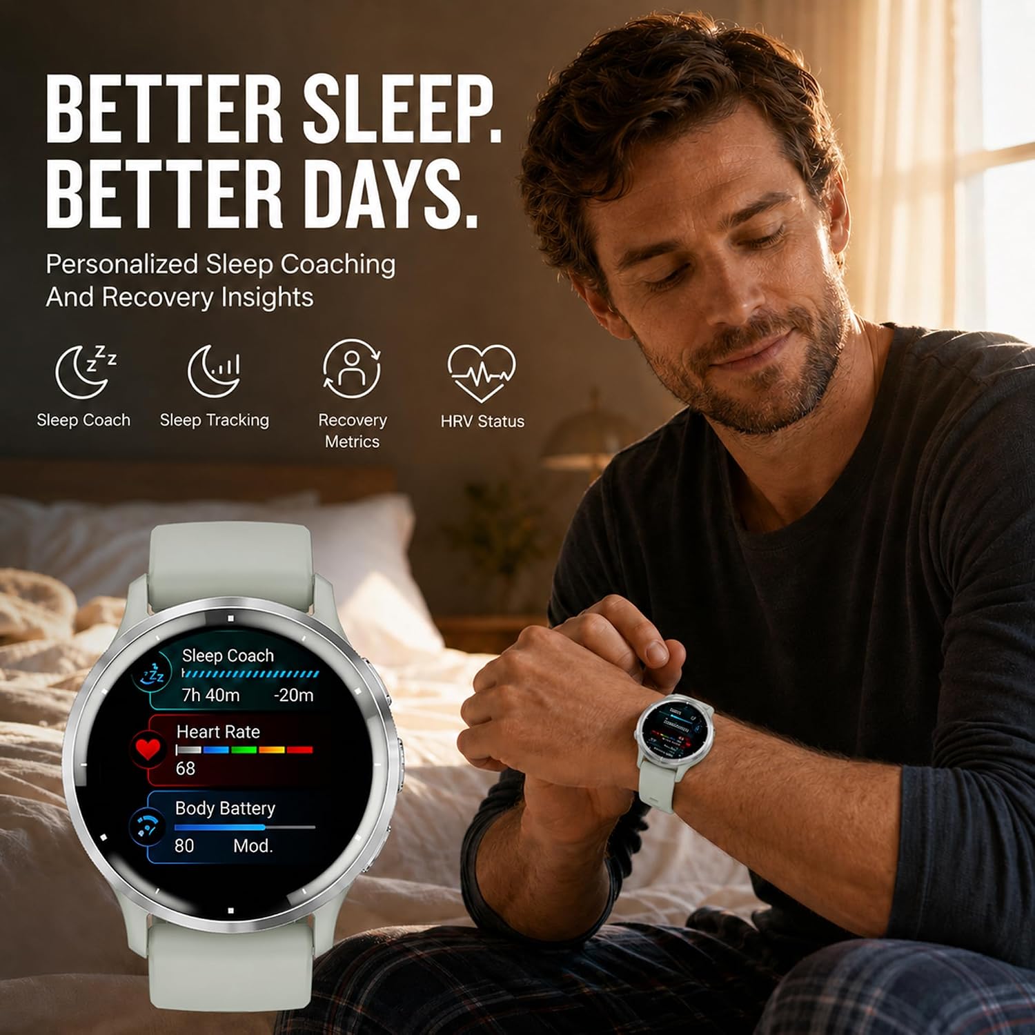 Garmin Venu 3S GPS Smartwatch, 41mm Silver/Grey, Fitness Tracker with 10-Day Battery & Sleep Coach - Includes Premium Charging Stand, Extra Power Cable & Port Protector Plugs (Renewed) image 2