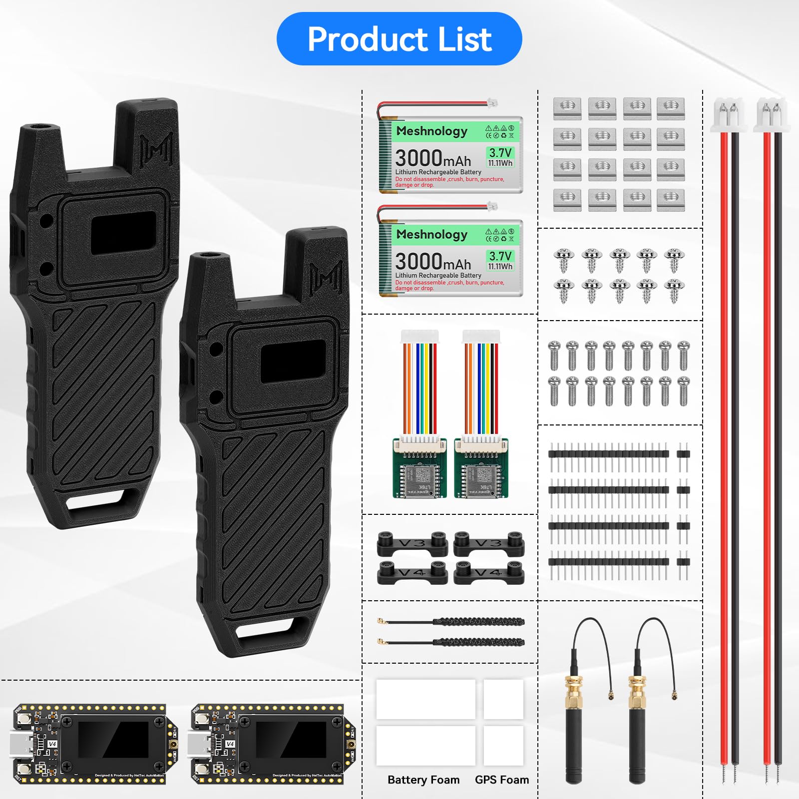 Condition photo showing As Is for 2pcs esp32 lora v4 development board +gps version +3000mah battery + case carrying esp32-s3r2 sx1262 with 915 mhz antenna wifi bluetooth 0.96” oled lora v4 devices for ar duino lorawan iot (n39,balck)