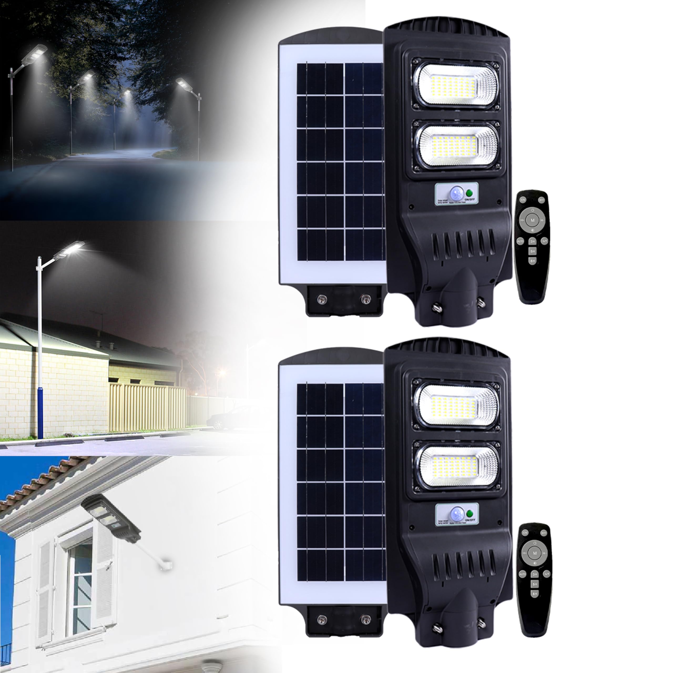 Homehop Solar Light Outdoor Home Garden Street 60W Night Lamp Waterproof | Solar Street Light Automatic Wireless LED Motion Sensor for Road, Yard, Parking Area (10000mAh, ABS, Cool White, Pack of 2)