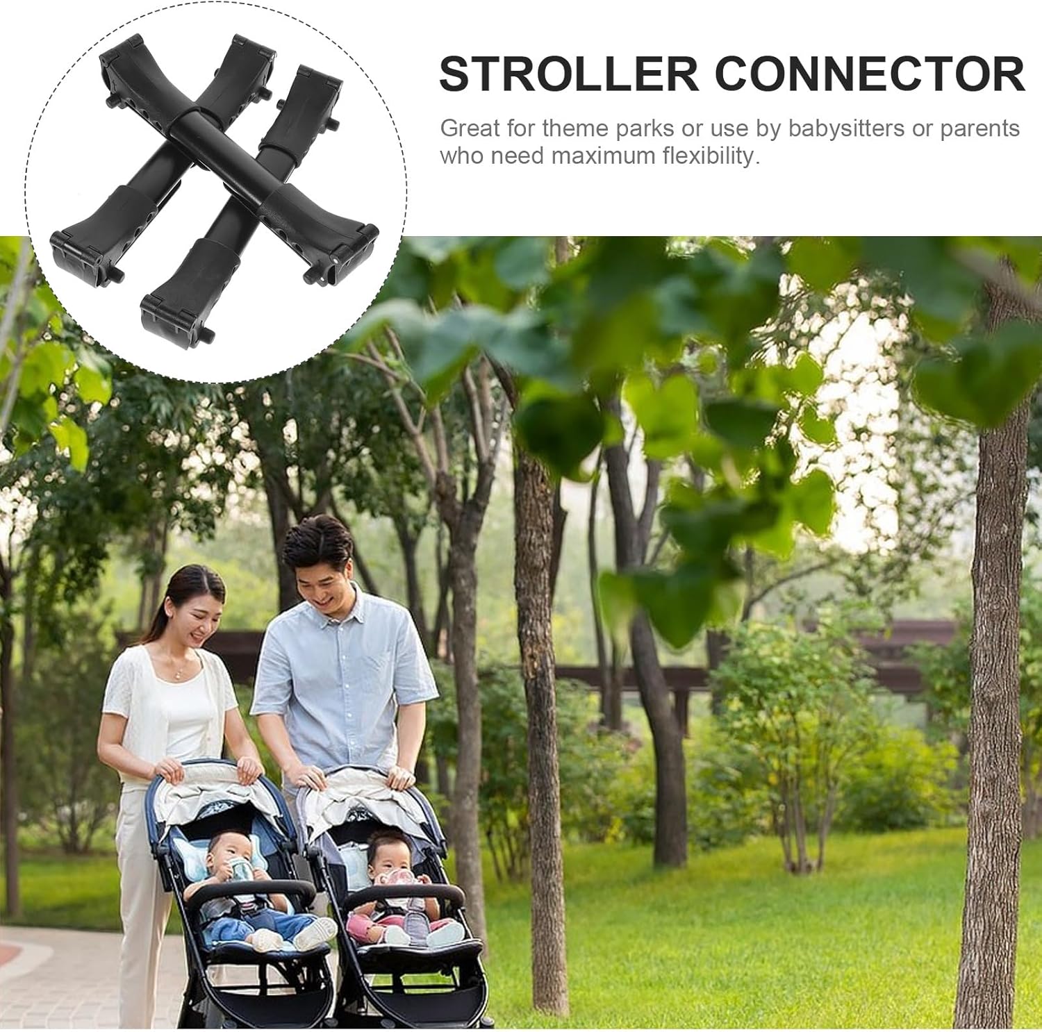 Totority Stroller Connector 3pcs Universal Baby Cart Connector for Twins Universal Fits Umbrella Stroller Adapter for Home Use Adjustable Black,7.9×1.2in