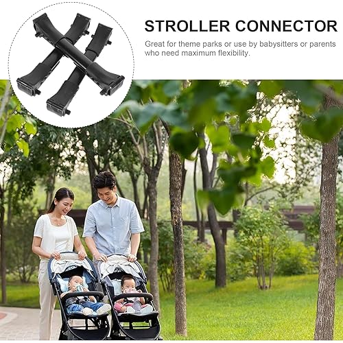 Miniatura 3 de Totority 3 unids Conector de cochecito doble para bebé universal se adapta al paraguas cochecito adaptador para uso doméstico ajustable negro, 7.9 ×