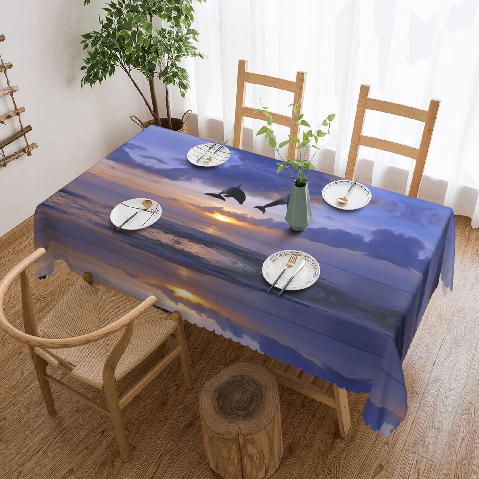 MROWYC Elegant dolphin Printed tablecloths are suitable for hotels, picnics, and parties, and can effectively protect the tabletop