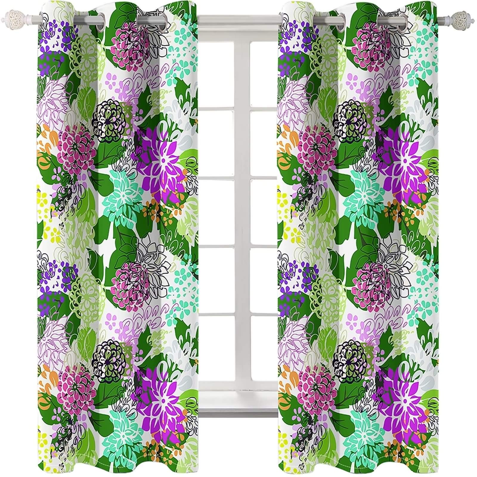 Daesar Tenda Salotto 2 Pezzi, Tenda Oscuranti Interno 132x214CM Tenda per Soggiorno Moderna Fiori Tende per Salotto Colorate Poliestere