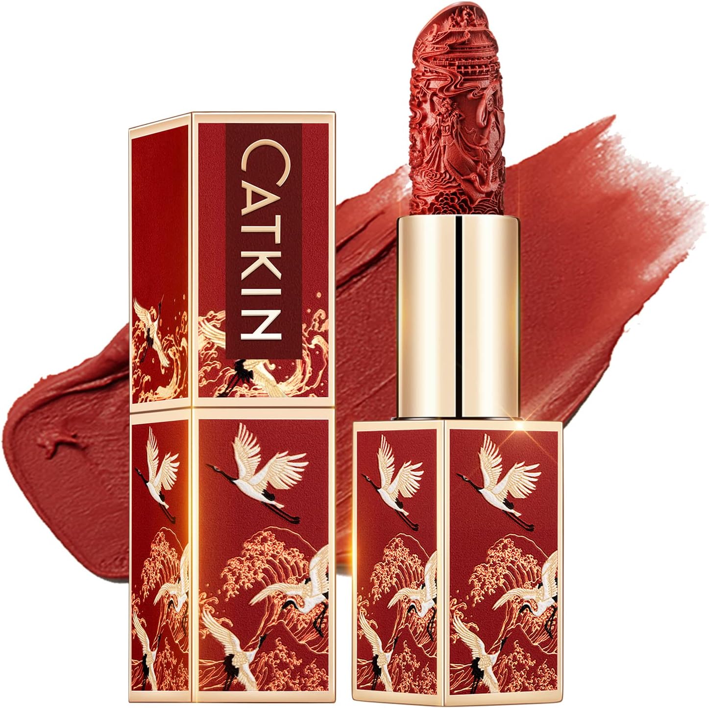 CATKIN Rouge Matte Lipstick Waterproof Durable Satin Moisturizing Smooth Soft 3.7g Chinese Style (C.129)