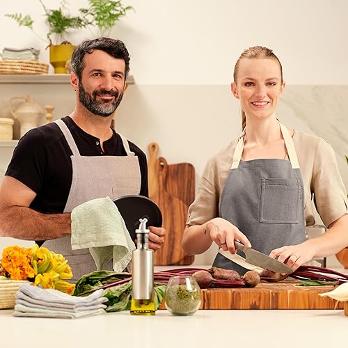 Miniatura 3 de MEEMA Cooking Apron with Pockets, Cross Back Apron  Upcycled Chef Aprons for Men & Women, for Kitchen & Restaurants