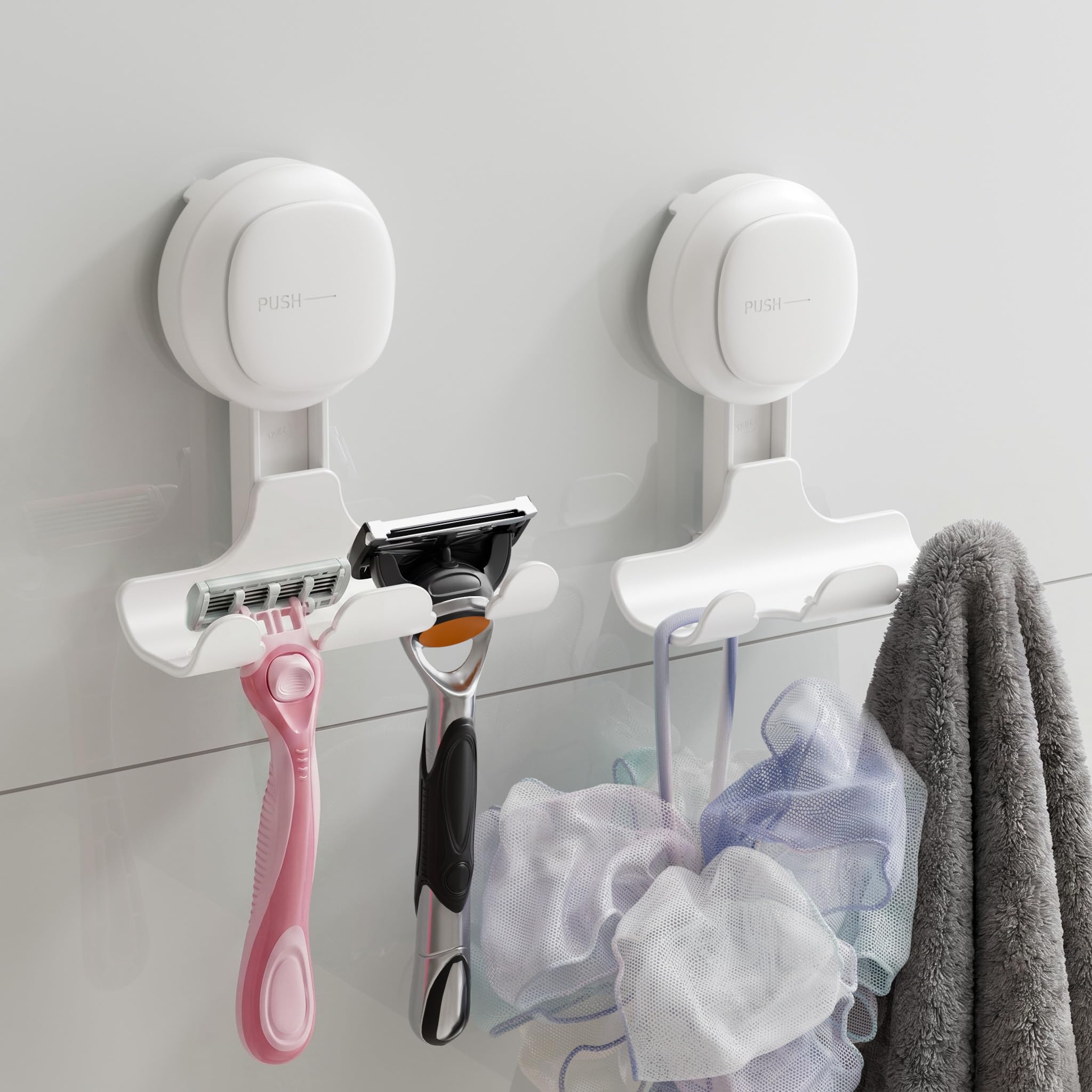 TAILI 2 Pack Upgraded Suction Cup Razor Holder for Shower Waterproof, Black