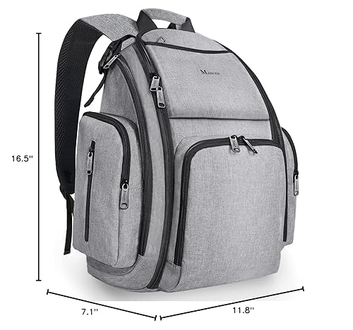 Miniatura 9 de Mancro - Mochila pañalera Mochila para pañales para papá y mamá bolsa de viaje para mujeres y hombres L 1-gris 1-gris, 3- Negro, rojo