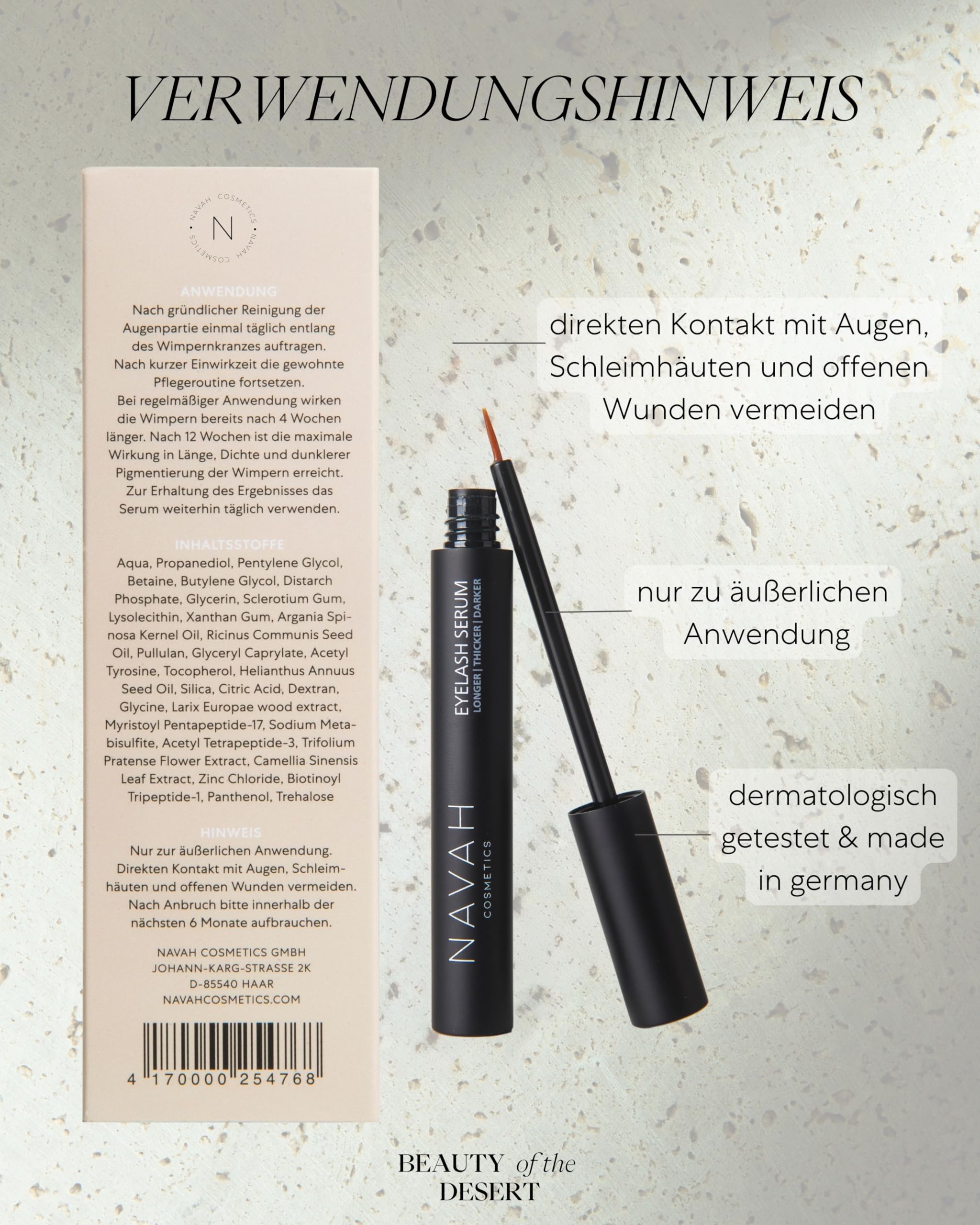 Wimpernserum längere, vollere & dunklere Wimpern: langfristige Verdunklung und schnelles Wachstum durch einzigartigen Wirkstoffkomplex und pflegenden Inhaltsstoffen | Eyelash Serum ohne Hormone | 4ml