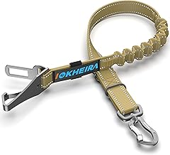 Ceinture Sécurité Chien, Trois en Un, avec Coussin ÉLastique Antichoc, Réglable Ceinture Chien avec Clip, Boucle de Ceinture de Sécurité et Mousqueton Rotatif