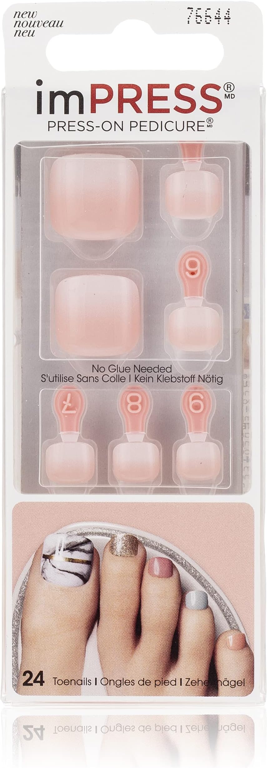 New KISS imPRESS Pedicure "HIGH TIDE - BIPT012" Press-On Toenails