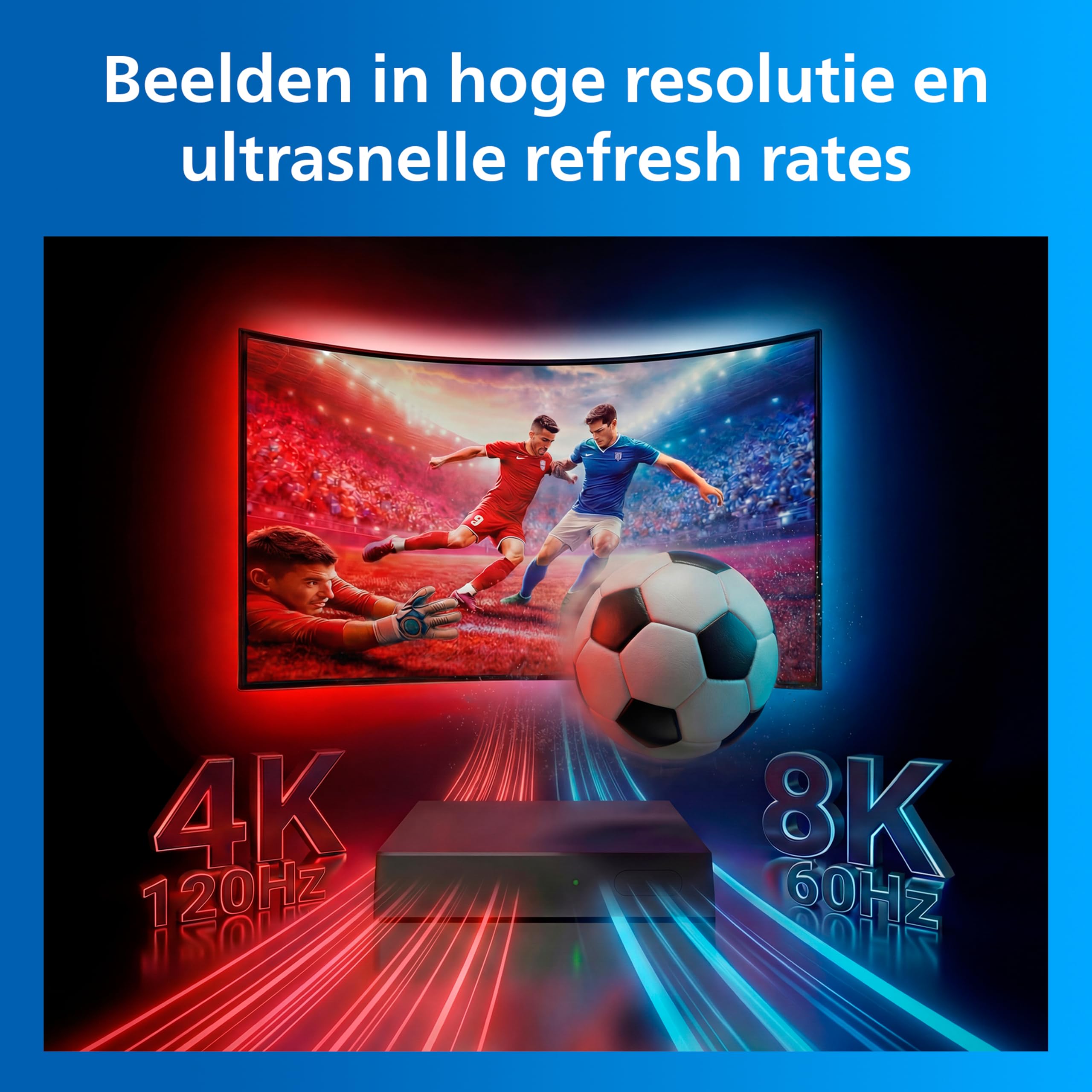 Philips Smart Lighting HDMI Sync Box 2.1 8 K, Rétroéclairage TV 55-65 pouces, Ruban LED RGBIC, Taux de Rafraîchissement Ultra-Rapide, Personnalisable, TV, Films, Jeux Vidéo, Entrée HDMI Requise