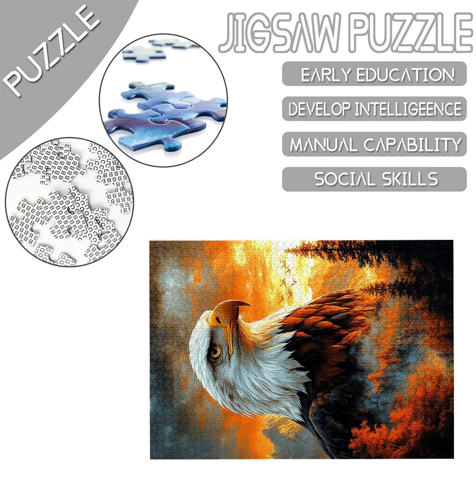 Model 768 Puzzle z orłem, 2000 elementów, dla dorosłych, dla początkujących, 5D "zrób to sam", kolorowe puzzle, plakat z pudełkiem na prezent, do dekoracji pokoju, salonu, prezent dla kobiet, 2000