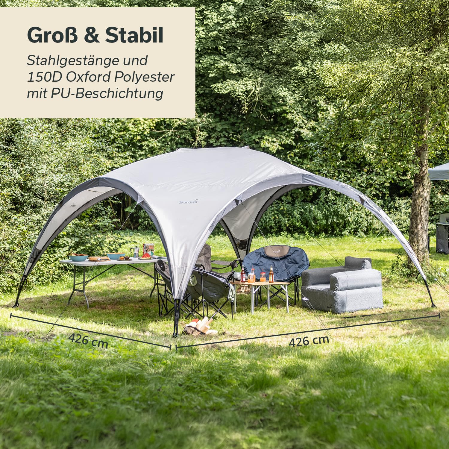 Skandika Padiglione Da Giardino Ascot 426 - Gazebo Per Esterni 4x4 M Impermeabile UPF 50+ Con Telo In Oxford PU - 4