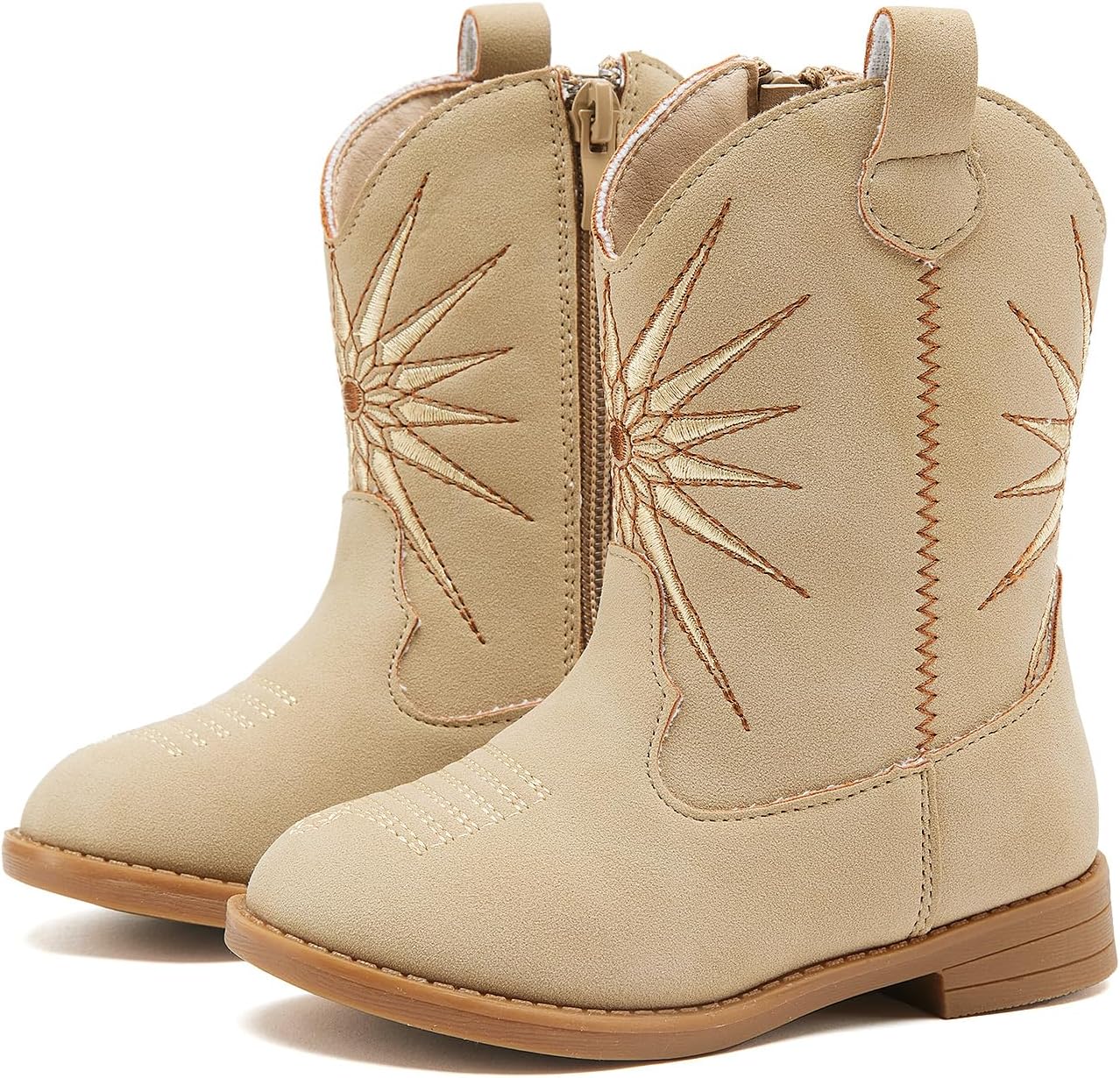 BMCiTYBM Toddler Girls Cowboy Cowgirl Boots Little Kids Pointed Toe Western Boots Mid Calf Side Zipper Riding Shoes for All Seasons (Toddler/Little Kid)