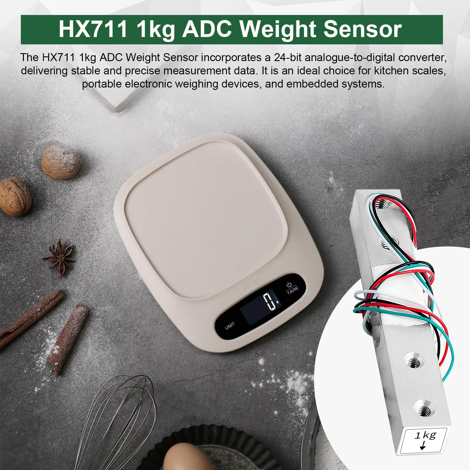 2PCS HX711 ADC Celle di carico 1kg Sensore di peso Celle di peso digitali Sensore di peso 1KG bilance elettroniche portatili da cucina, Peso celle di carico