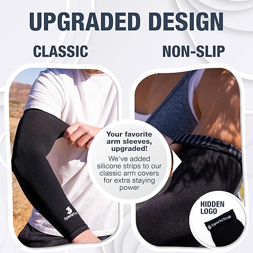 Miniatura 9 de Mangas enfriadoras para hombres y mujeres protección UV UPF 50 cubierta para tatuajes Negro 1 par, Negro 1 par + azul oscuro 1 par + gris 1 par.,