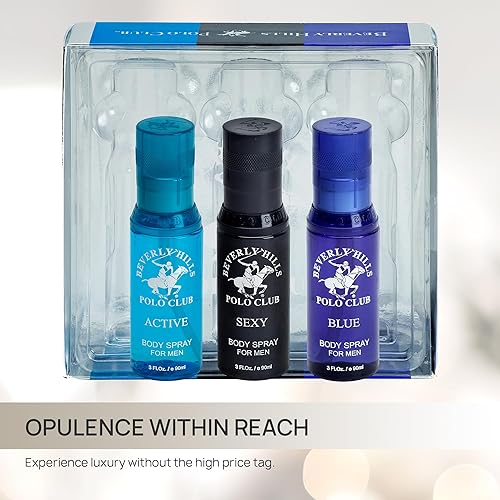 Miniatura 4 de Beverly Hills Polo Club Body Spray Collection - Juego de 3 piezas con diferentes fragancias azul (3 fl oz), activo (3 fl oz), y sexy (3 fl oz)