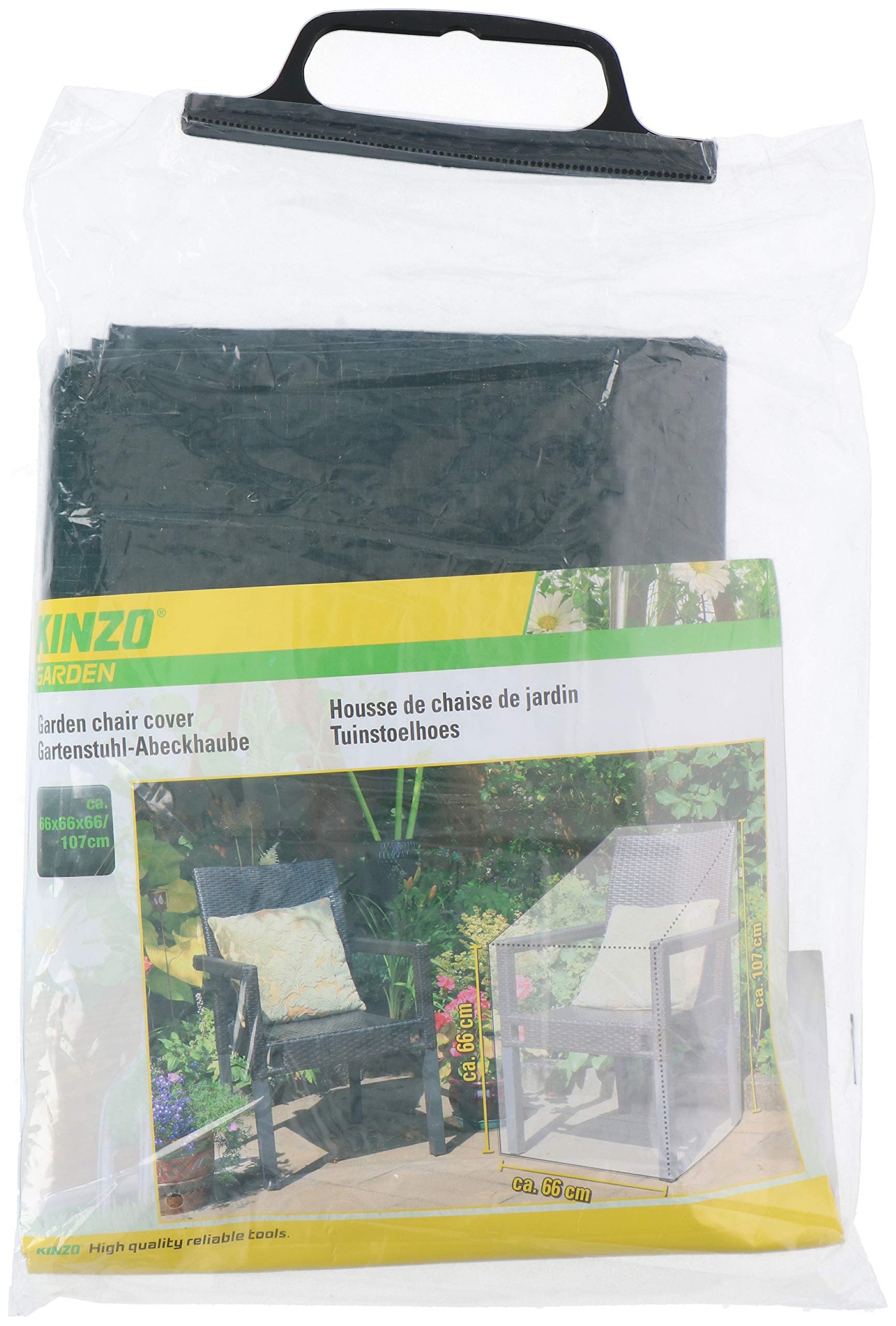 Kinzo Garden 8711252167763 pokrowiec na krzesło ogrodowe, 66 x 66 x 107 cm, poliester, czarny