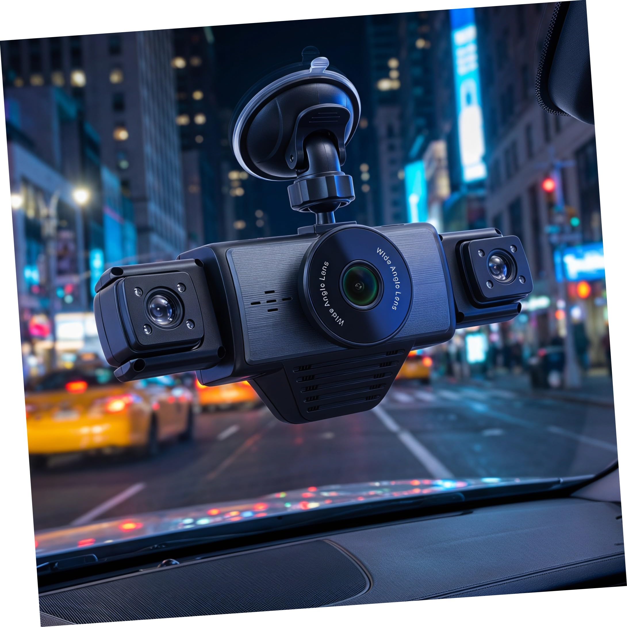Videoregistratore Auto con Wifi, Visione Notturna Infrarossi | Copertura Grandangolare, Registrazione in Ciclo Automatica, Corpo Abs Nero, per Auto e Viaggio su Strada