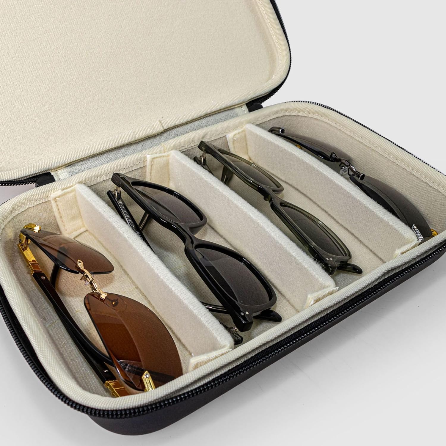 Hard Shell Travel Sunglasses Organizer 4 Slots, Portable Multiple Glasses Case for Travelling(Case Only) - Image 5
