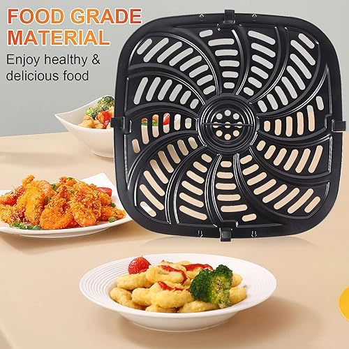 Miniatura 5 de Sartén de repuesto para freidora de aire mejorada para Chefman de 8 cuartos de galón, placas antiadherentes con parachoques de goma, bandeja