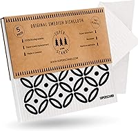 Vista 24 de SUPERSCANDI Paquete de 5 paños de cocina suecos para cocina, 100% biodegradables y compostables, reutilizables, lavables, seguros para alimentos