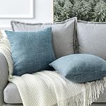 OTOSTAR Linen Throw Pillow Covers Set of 2 Decorative Square Pillowcases Cushion Covers 14x14 Inch for Home Decor Sofa Bedroom Car 35 x 35 CM Blue