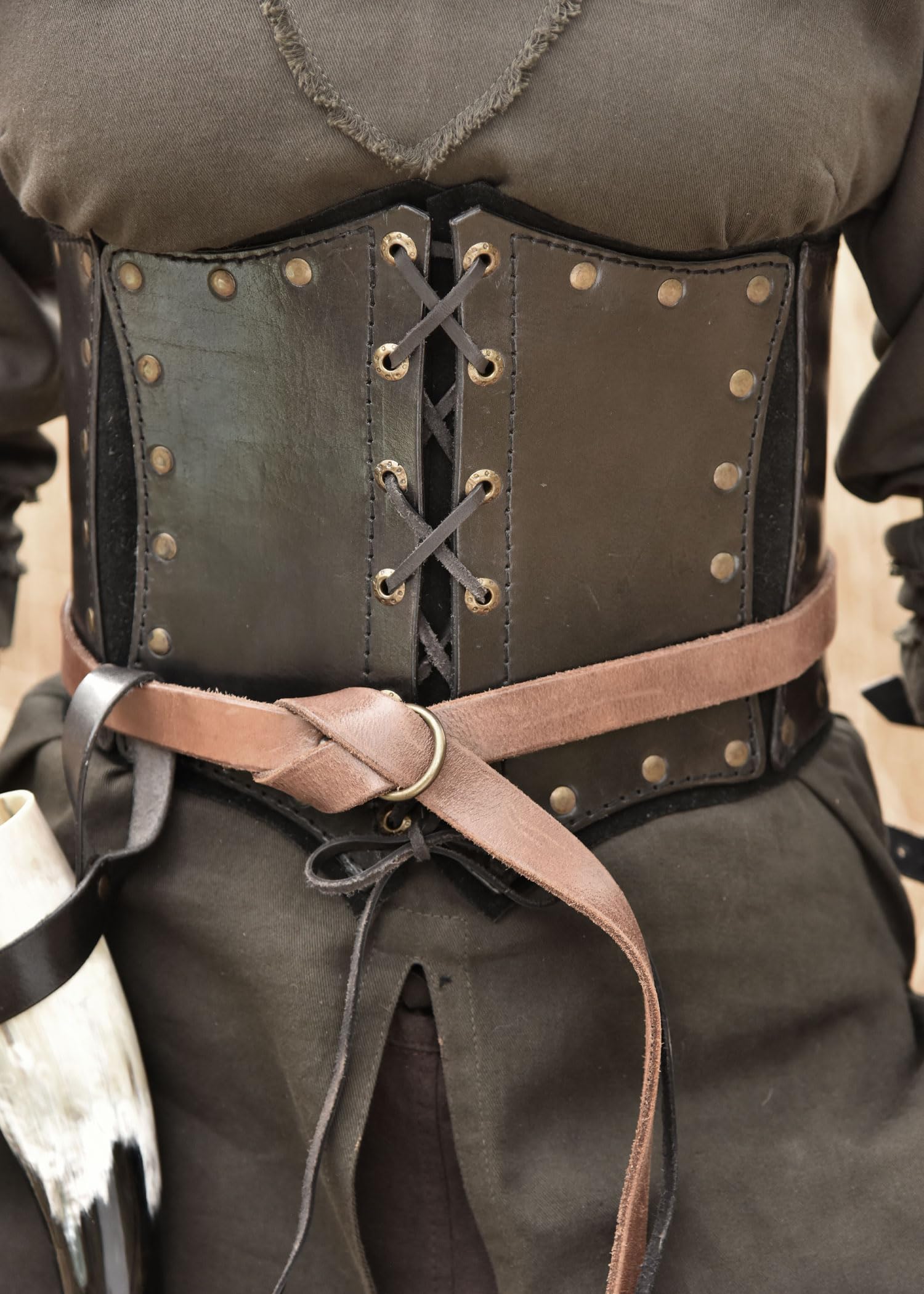 Ulfberth | Corpetto sottoseno in pelle da donna | Corpetto in pelle rivestita in pelle scamosciata | Medioevo, LARP, vichingo, pirata