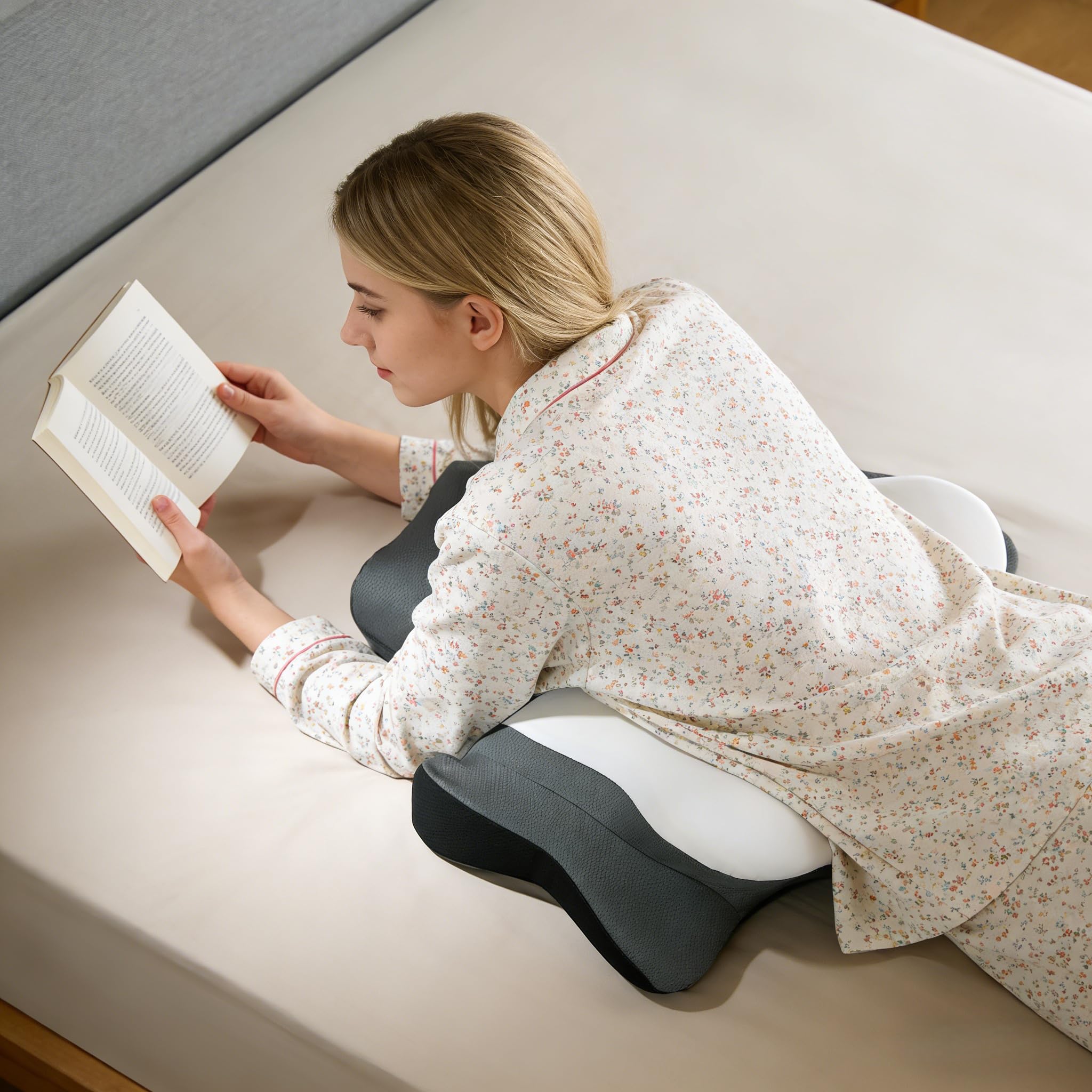 FATIVO Cuscino da Lettura per Letto, Sdraiato, Appoggiato e Prono, Cuscino Cervicale a cuneo per dormire Ergonomico Memory Foam di supporto per mento e schiena su Divano, Letto