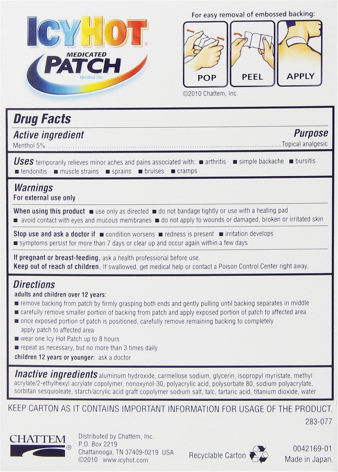 Icy Hot Topical Analgesic Small Patch (Arm, Neck & Leg) 5 ct