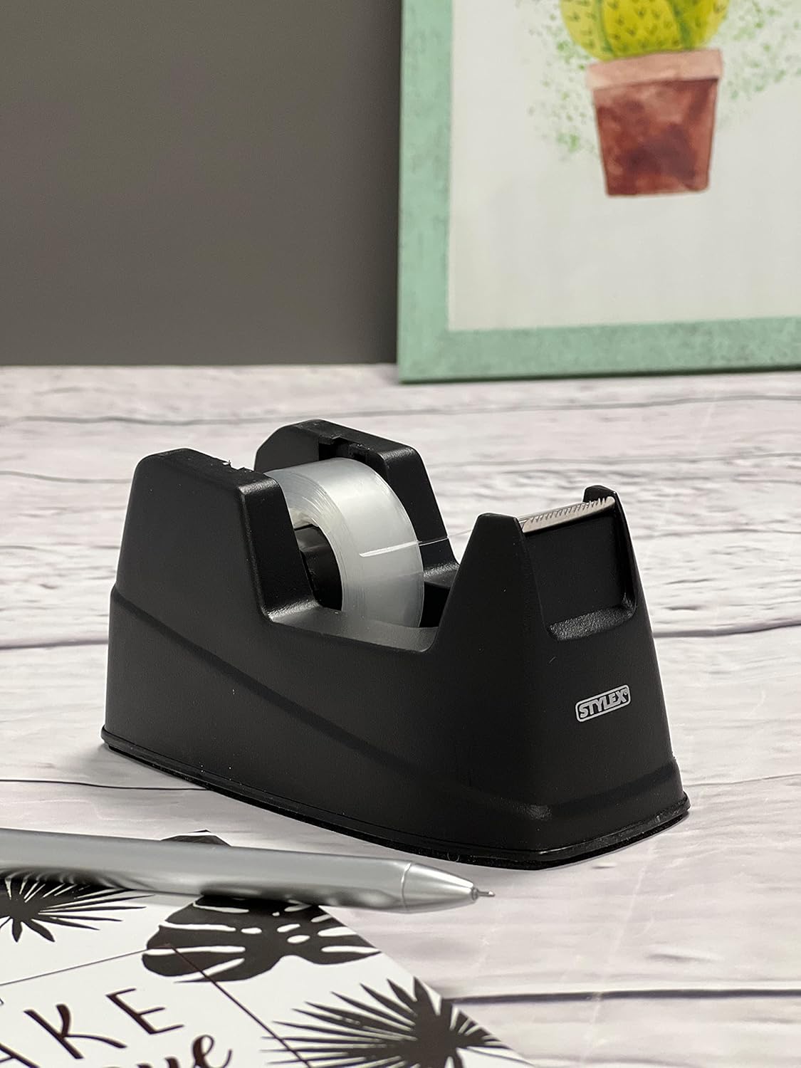Stylex 23288 - Adhesive Tape Dispenser with a Roll of Adhesive Film Black