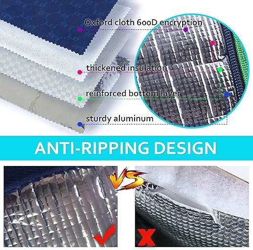 Miniatura 3 de Bolsas aisladas para comestibles, reutilizables con cremallera, bolsa enfriadora con cremallera superior, grande, cuadrada, para alimentos de pie,