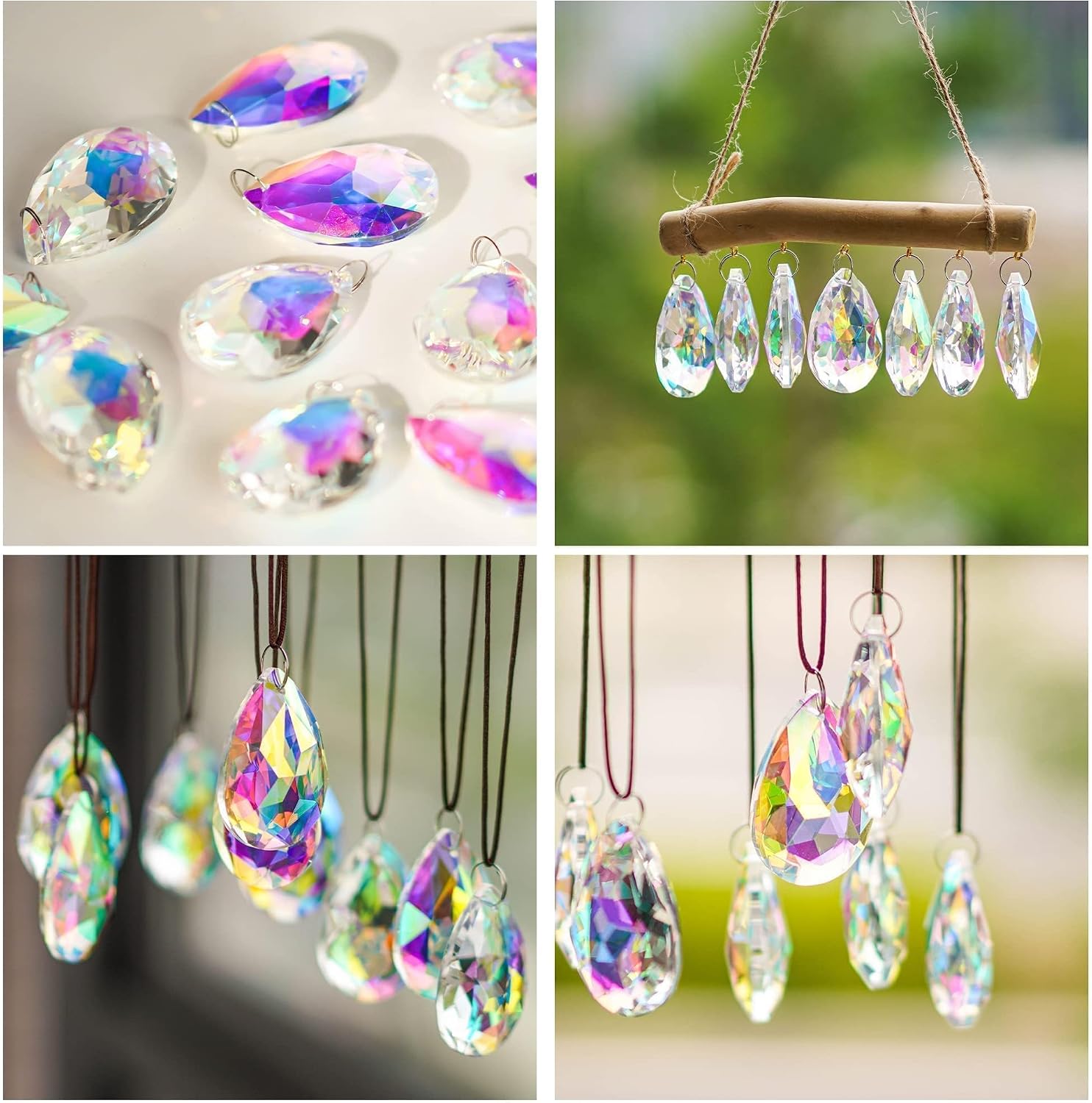 HDCRYSTALGIFTS 12 Pieces 50mm Crystal Prisms Chandelier Colorful Bauhinia Ornament Pendants Rainbow Maker Hanging Prisms for Wedding Party Christams Tree Garlands Decoration DIY Jewelry