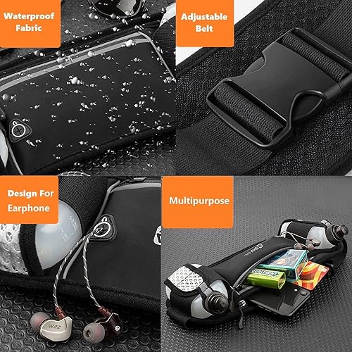 Miniatura 3 de HECHZSO Riñonera para mujeres y hombres, con soporte para botella de agua, bolsa grande y correa ajustable para gimnasio, correr, ciclismo,