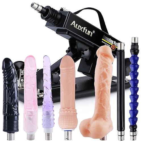 AUXFUN Sex Machine Realistic Dildo Thrusting Dildo consolador Sex Toy for Men, Adult Sex Toys & Games with 7 Attachments for Beginners and Couples,Sexual Pleasure Tools for Women - Flesh Dildos