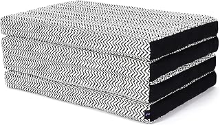 LEEWADEE futón Plegable Standard – Colchoneta para Doblar de kapok Hecha a Mano, colchón de Invitados para el Suelo, 200 x 70 cm, Negro Blanco