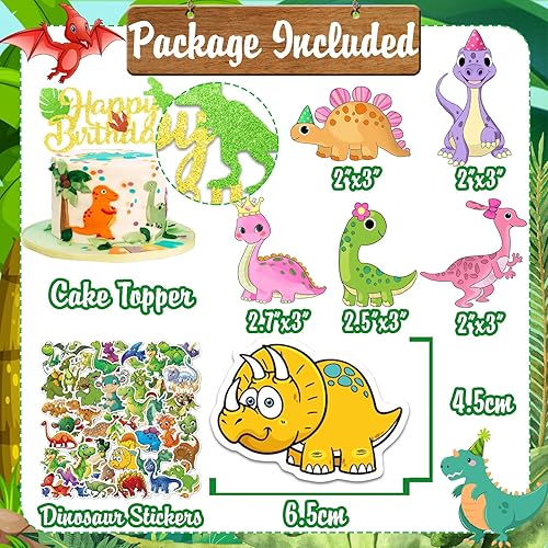 Miniatura 5 de 115 piezas de decoración de fiesta de cumpleaños de dinosaurio para niños, decoración de pastel de dinosaurio, kit de globos de dinosaurio,