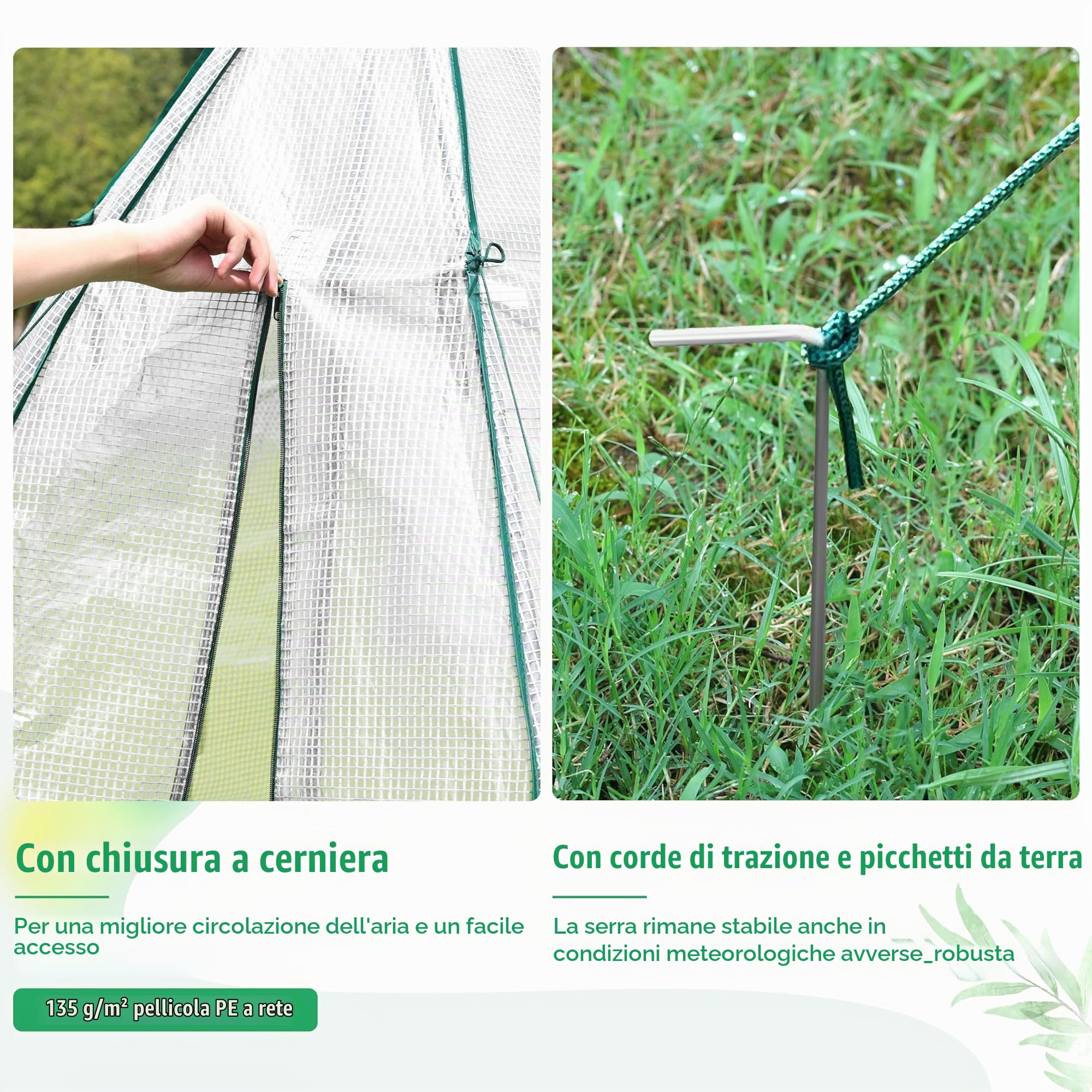 Ribelli Serra da Giardino φ160 x 180 cm, Serra da Balcone Invernale con Porta, Serra per Piante, Verdura, Fiori, Bianco, 501107