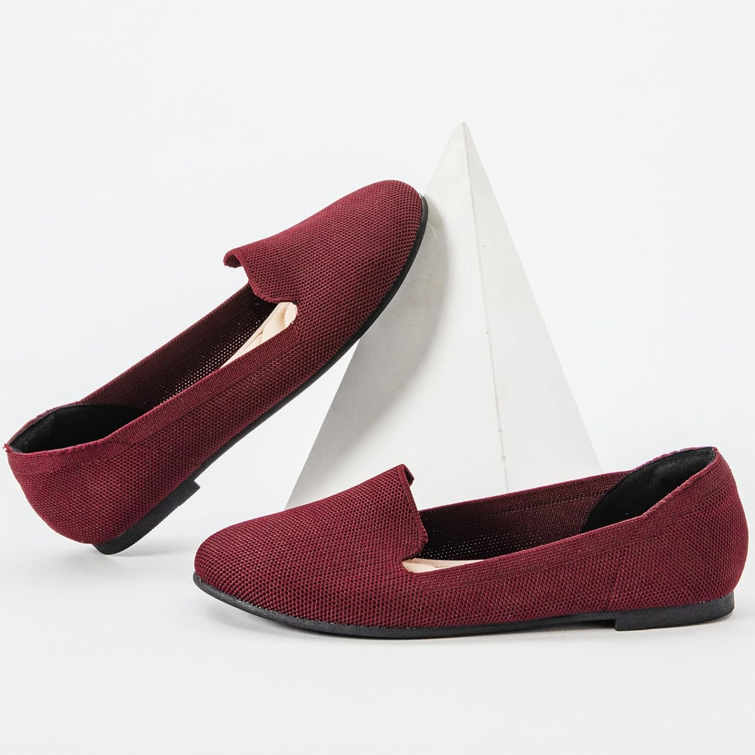 Veittes Women's Wide Width Flats Shoes,Comfortable Breathable Casual Slip on Round-Toe Knitted Dressy Ballet Flats - Image 5