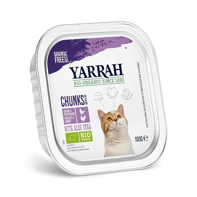 Yarrah Pollo, 100 g, alimento orgánico para Gatos, 16 Unidades (16 x 0,1 kg)