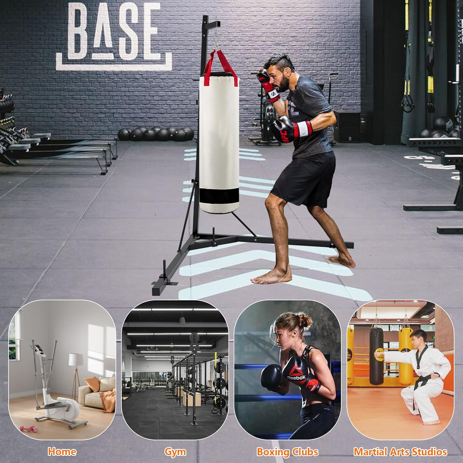 Adjustable Punching Bag Stand,150 lb Foldable Boxing Bag Stand for Heavy Bag,Free Standing Heavy Bag Stand for Home Gym Fitness, Stand Only