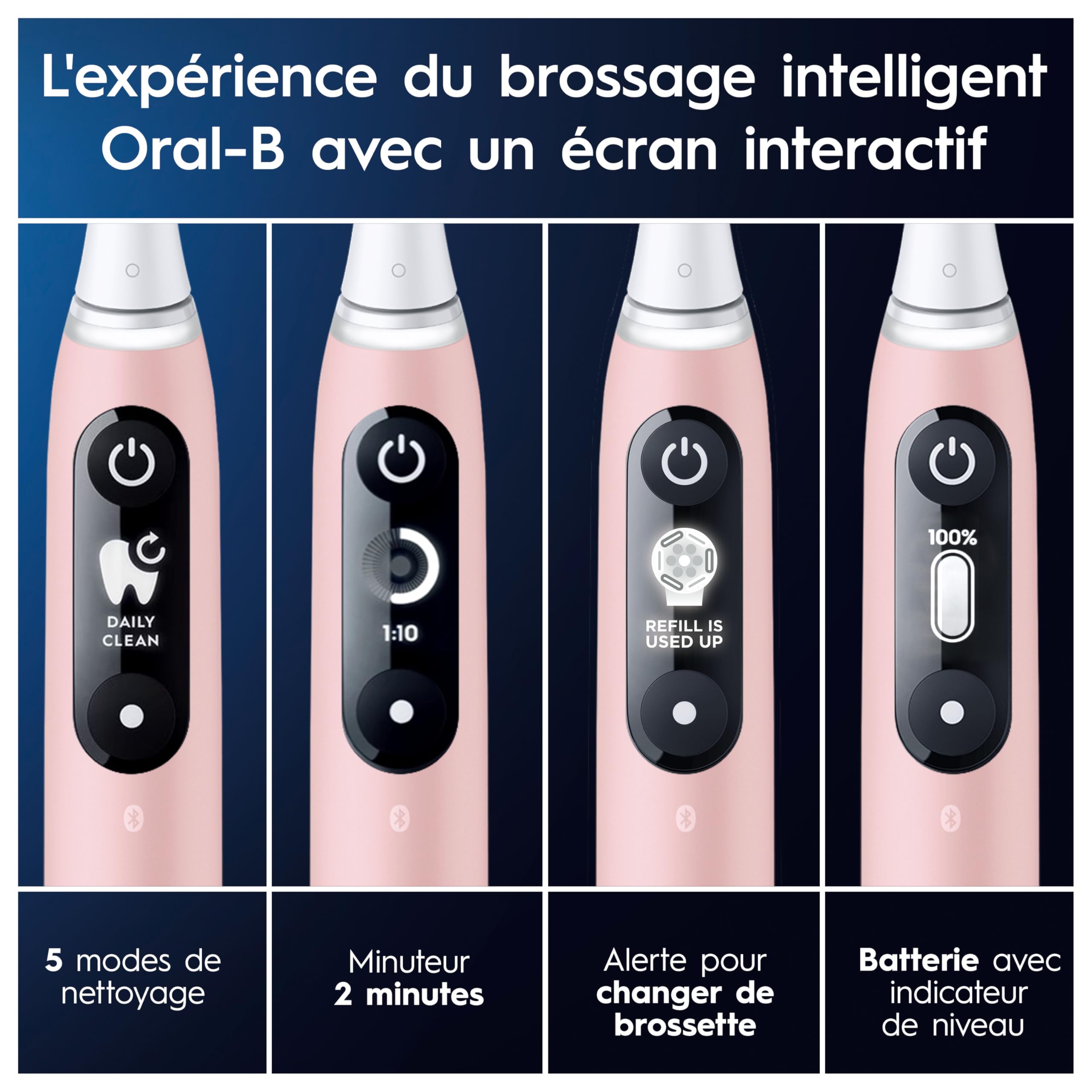 Oral-B iO 6 Duo Brosses A Dents Electrique Rose Et Blanche, 6 Modes De Nettoyage Avec Soin Des Gencives, Douceur, Blancheur, Conseils De Brossage, 3 Brossettes Oral B De Rechange, Chargeur