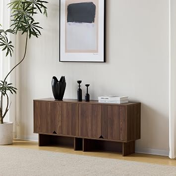 Lab Cosi Modular Buffet Cabinet, Walnut Sideboard with Adjustable Shelves