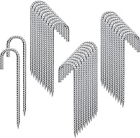 Vista 10 de Rebar Estacas de 12 pulgadas, paquete de 10 estacas de metal resistente en J, estacas de valla para trampolín, valla, tienda de campaña