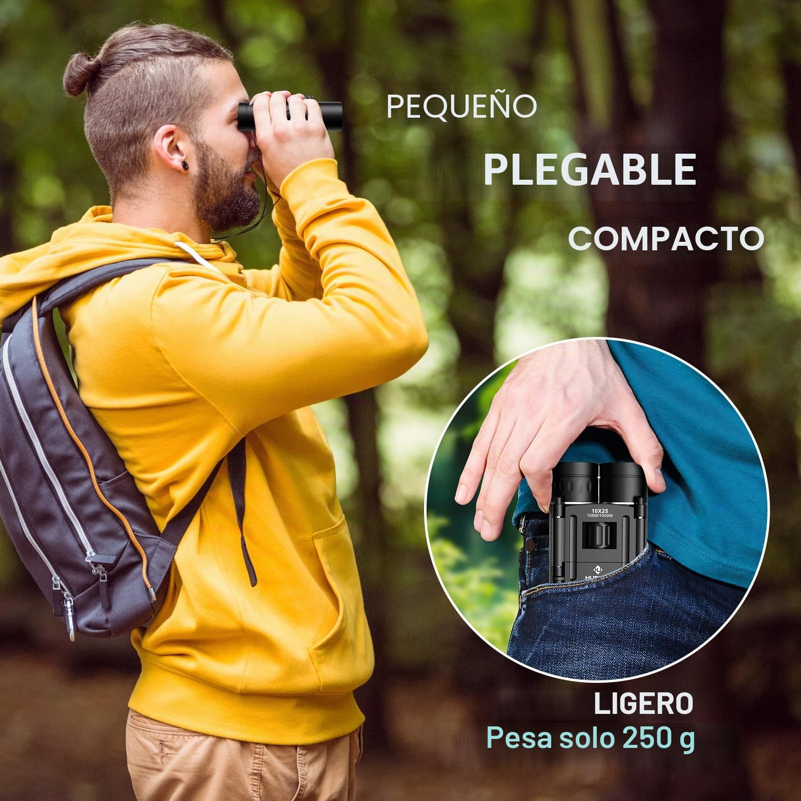 Prismaticos Pequeños y Potentes, Prismáticos 10x25 para Conciertos, Teatro, ópera, para Viajeo, Observación de pájaros, Aptos para Adultos y niños