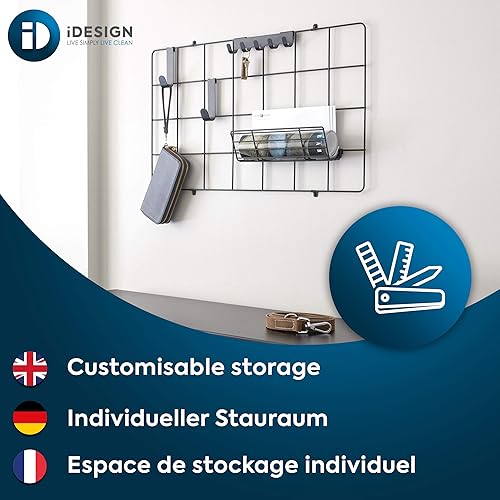Miniatura 2 de InterDesign Jayce Sistema de pared metálica, panel de organización modular de rejilla para el almacenamiento adicional en la cocina Negro
