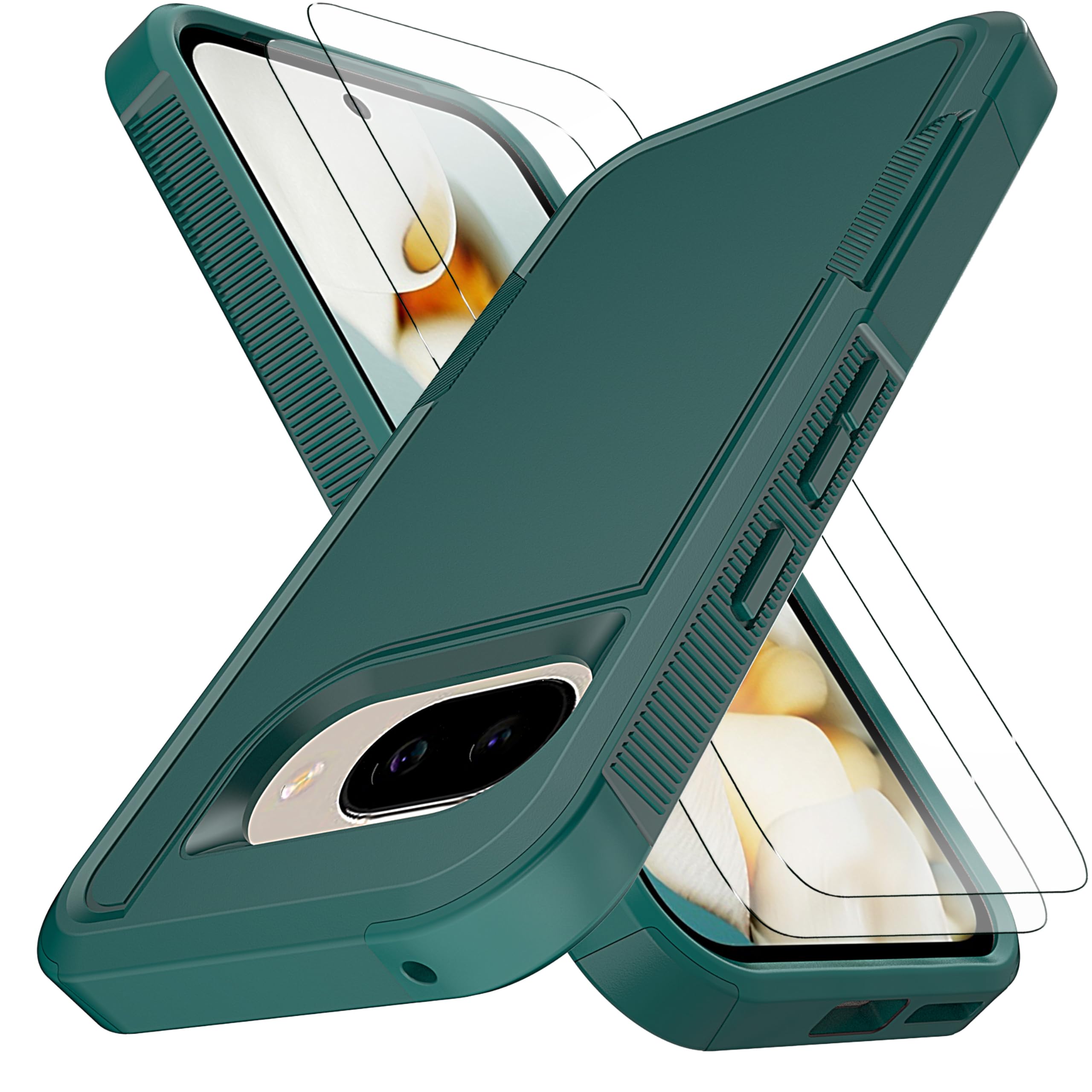 Coque Pixel 9A verte antichoc intégrale avec 2 protège-écrans TPE